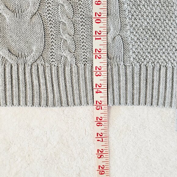 Gap Chunky Cable Knit Cotton Fisherman Sweater Gray XL Classic Preppy - Picture 6 of 6